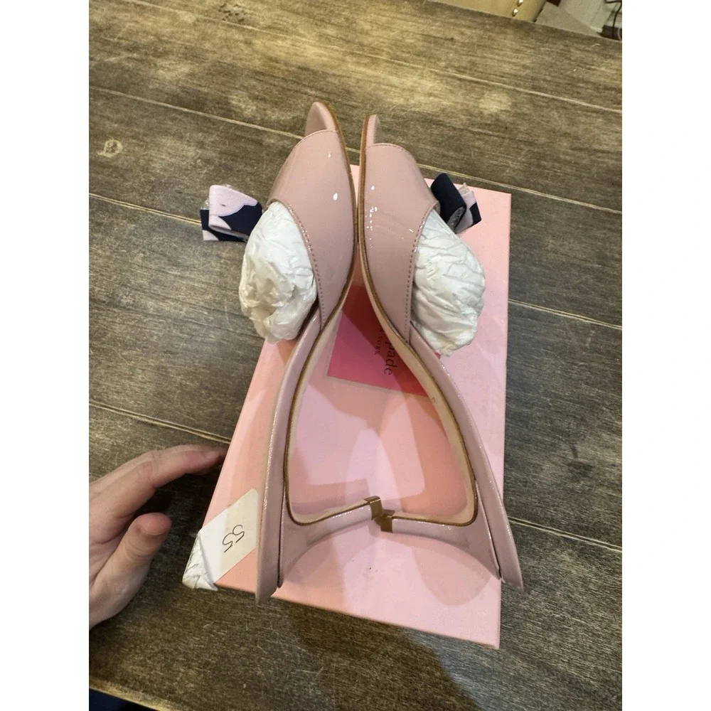 Kate Spade New York Women's Simona Kitten Heel‎ Bow Pink Patent Size 7.5 Slide